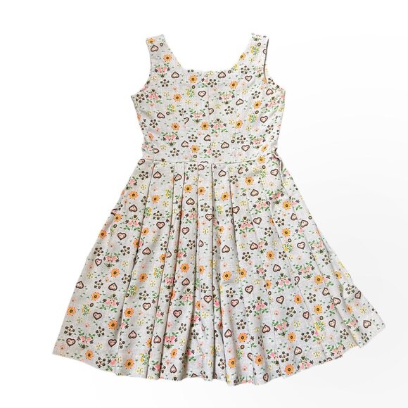 70s Vintage Novelty Print Dirndl Folk Dress Heart Pattern Twee Cottage Peasant. - Picture 5 of 13